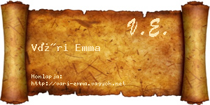 Vári Emma névjegykártya