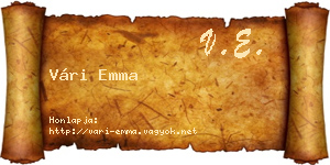 Vári Emma névjegykártya